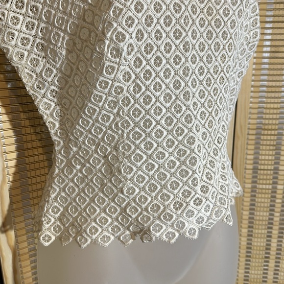 Vintage Handmade (1950s?) Pale Cream Guipure Lace Cropped Tank Top - Picture 3 of 16